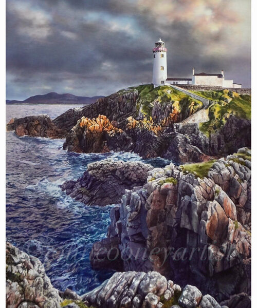 Fanad Lighthouse, Donegal, watercolour. 73 x 46 cms on Crescent watercolour board